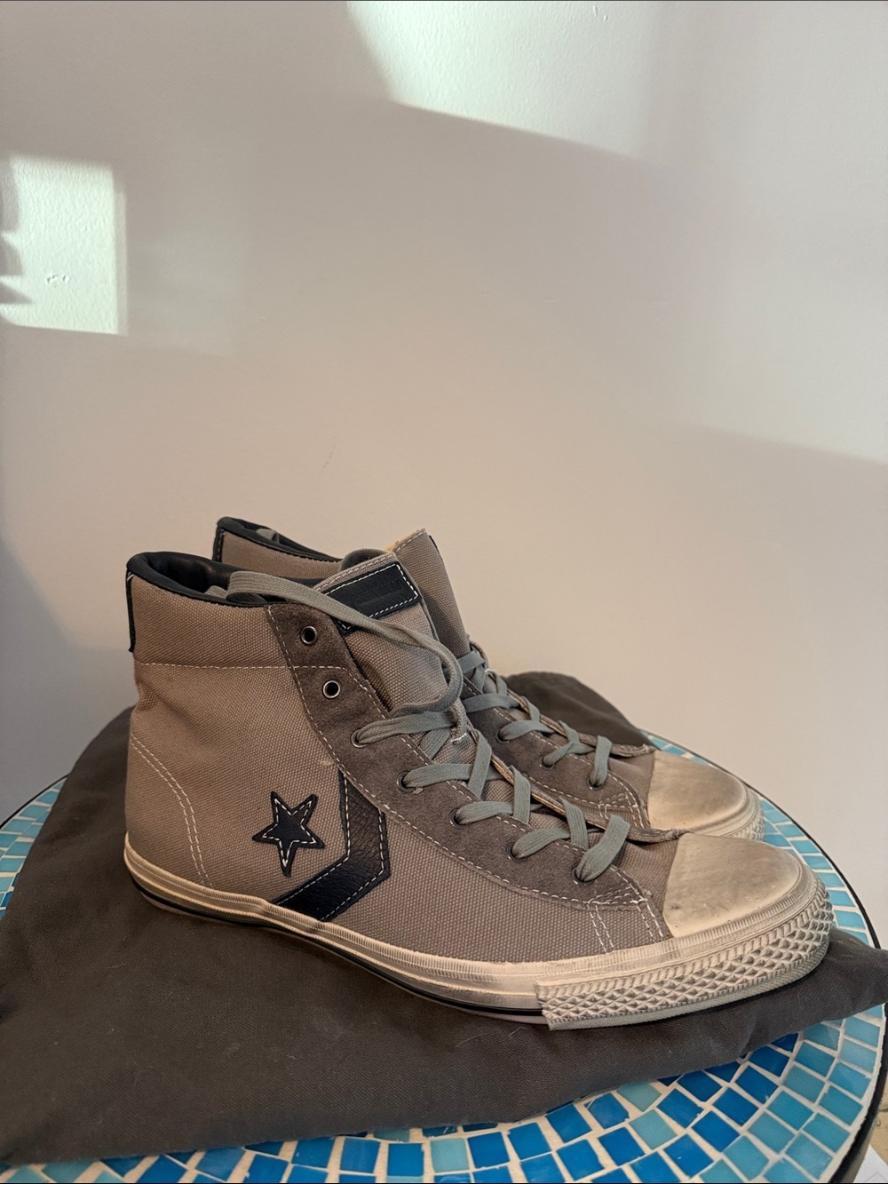 Converse John Varvatos Men’s Grey Canvas High-Top Sneakers with Leather/Suede